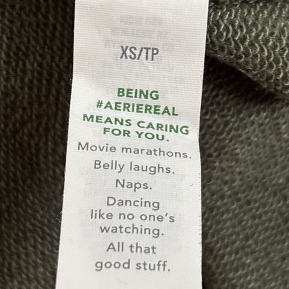 Aerie Down To Earth Crewneck Distressed Sweatshirt Women's Size XS Olive Green - Picture 14 of 16